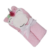 Unicorn Cotton Hooded Baby Bath Towel with Baby Loofah